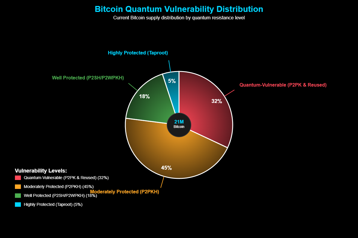 Computadores Quânticos Poderiam Destruir o Bitcoin: Mito ou Realidade? 7 Pesquisas indicam que aproximadamente 6,2 milhões de Bitcoin - representando cerca de 32% do suprimento total - residem em endereços com essa vulnerabilidade.